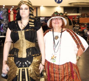 Egyptian Steampunk - Maeve Alpin with an attendee of her Steampunk Egyptology panel 